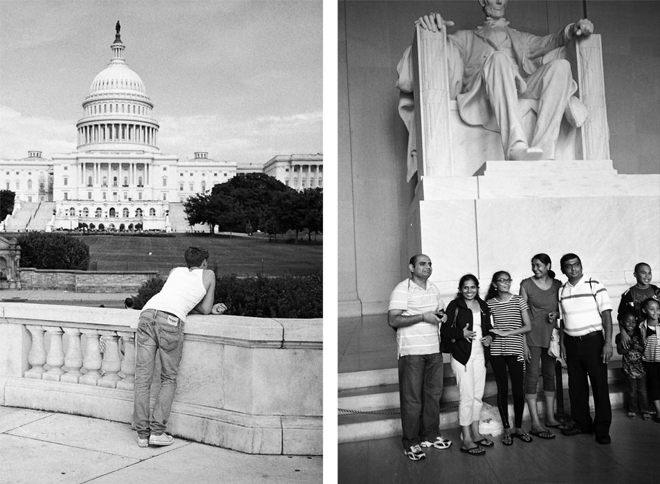 Road trip USA, Washington Capitole, Lincoln Memorial, noir & blanc argentique