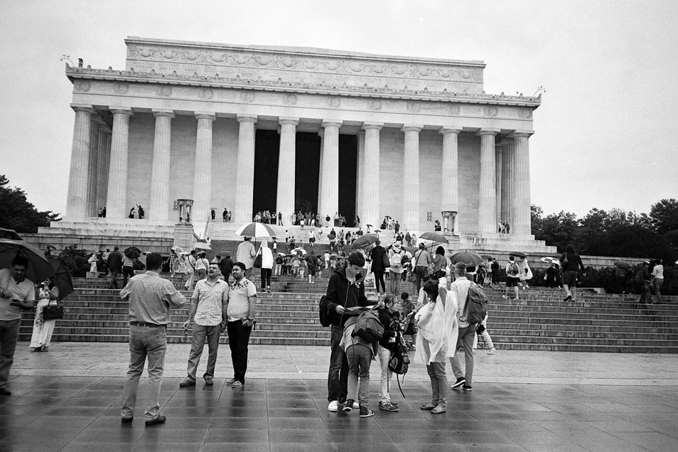 Road trip USA, Washington Lincoln Memorial, noir & blanc argentique