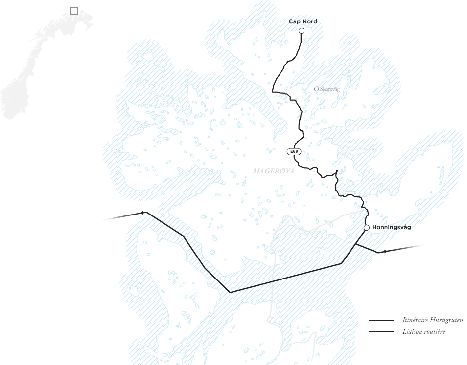 carte cap nord norvege croisiere hurtigruten itineraire